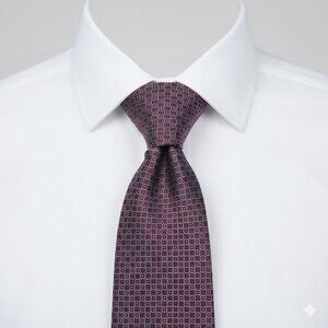 Kenneth Cole Reaction Silk Tie Geometric Red Silver Formal Business Dress